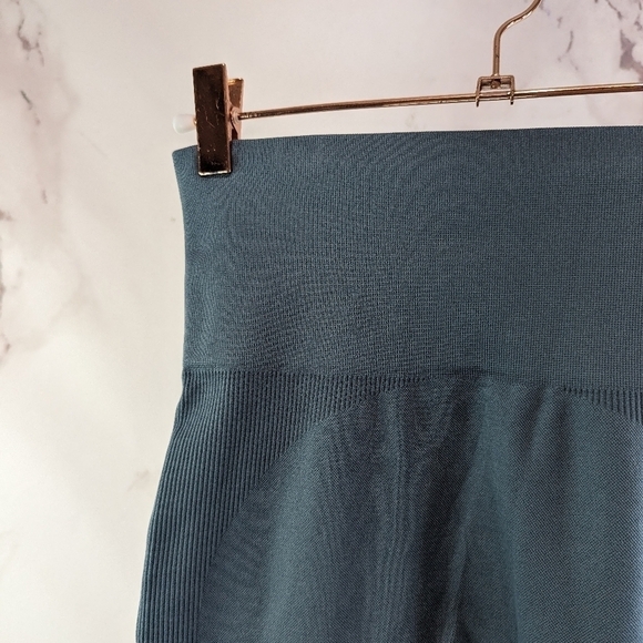 Set Active Leggings Womens XS Blue Seamless Crop Ankle High Rise Ribbed - Picture 2 of 12